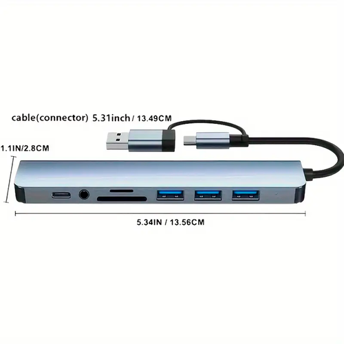 Concentrador de puertos USB 8 en 1