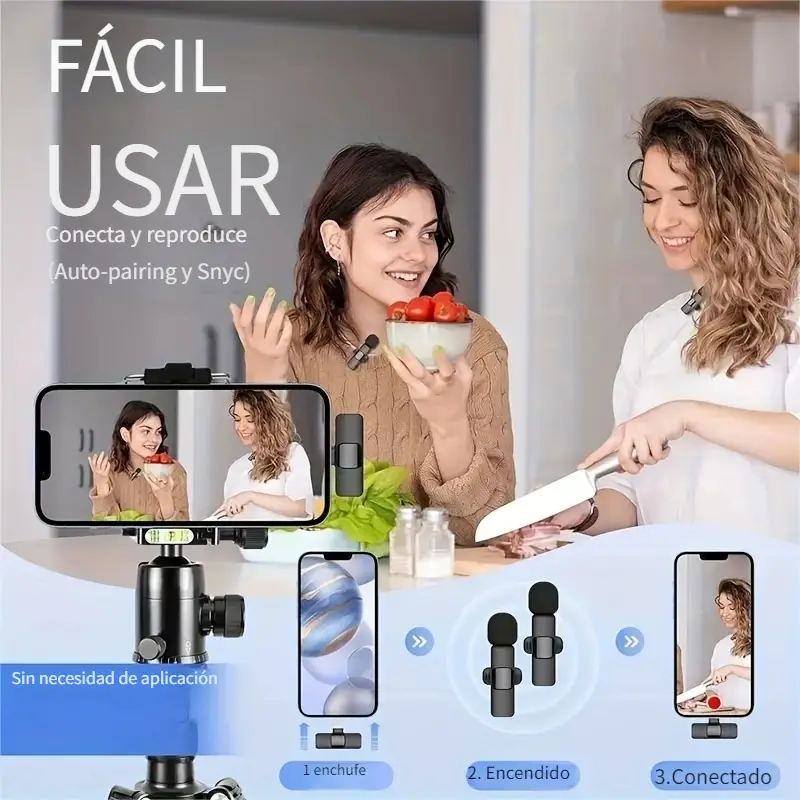 Microfono inalambrico profesional 2 en 1 – Vista detalle del producto – NQLN Store