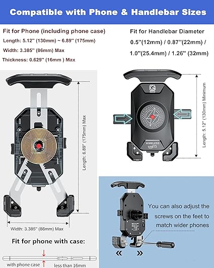 Soporte para teléfono de motocicleta con cargador inalámbrico Qi de 15 W – Comprar al mejor precio en NQLN Store Venezuela