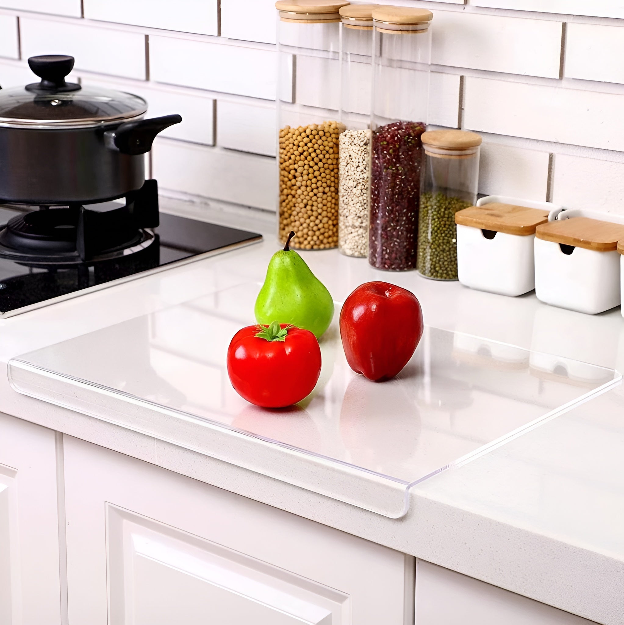 Tabla acrílica  transparente de cortar para encimera de cocina – Detalle y presentación – NQLN Store Venezuela