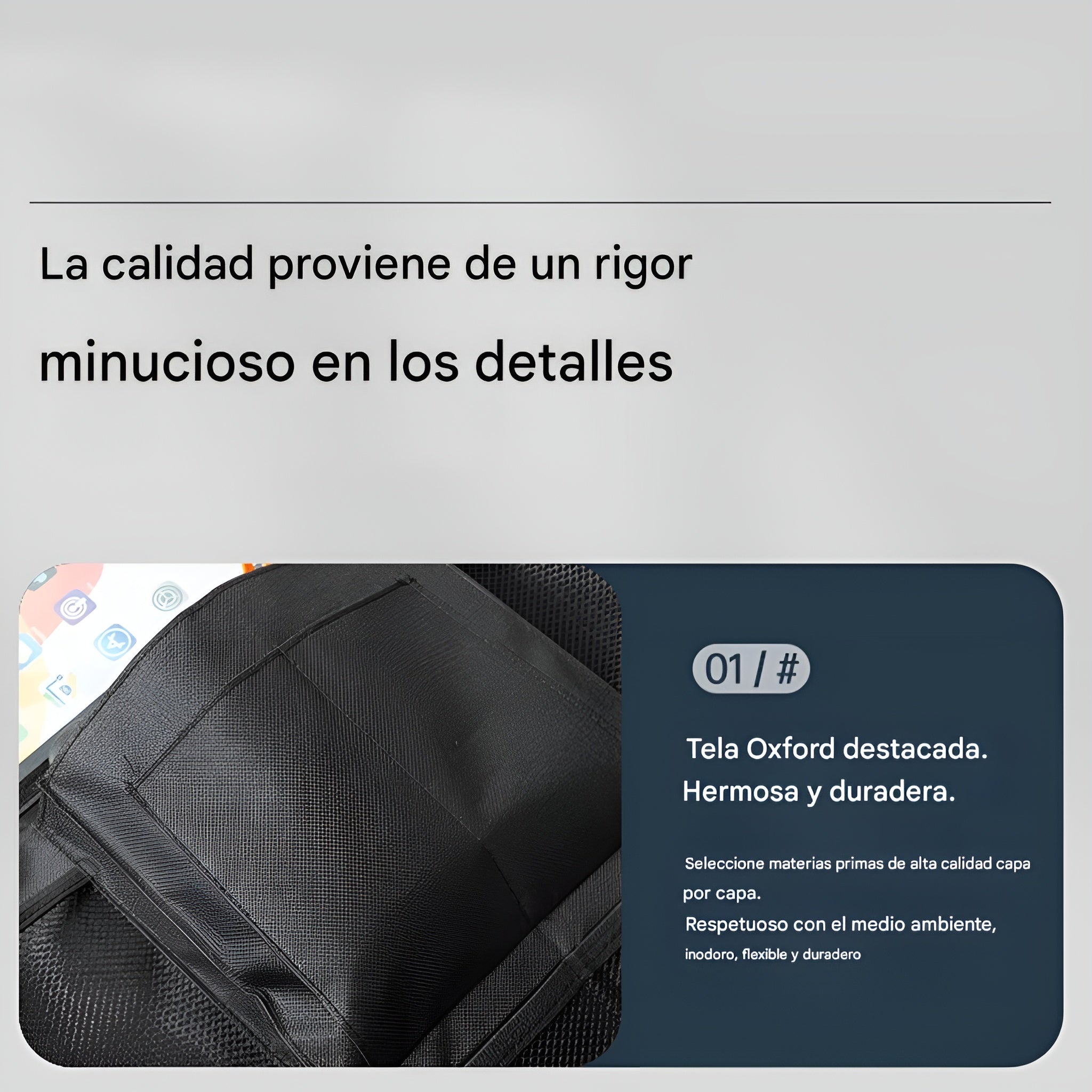Organizador para asiento trasero de carro (1 unidad) – Vista adicional – Disponible en NQLN Store Venezuela