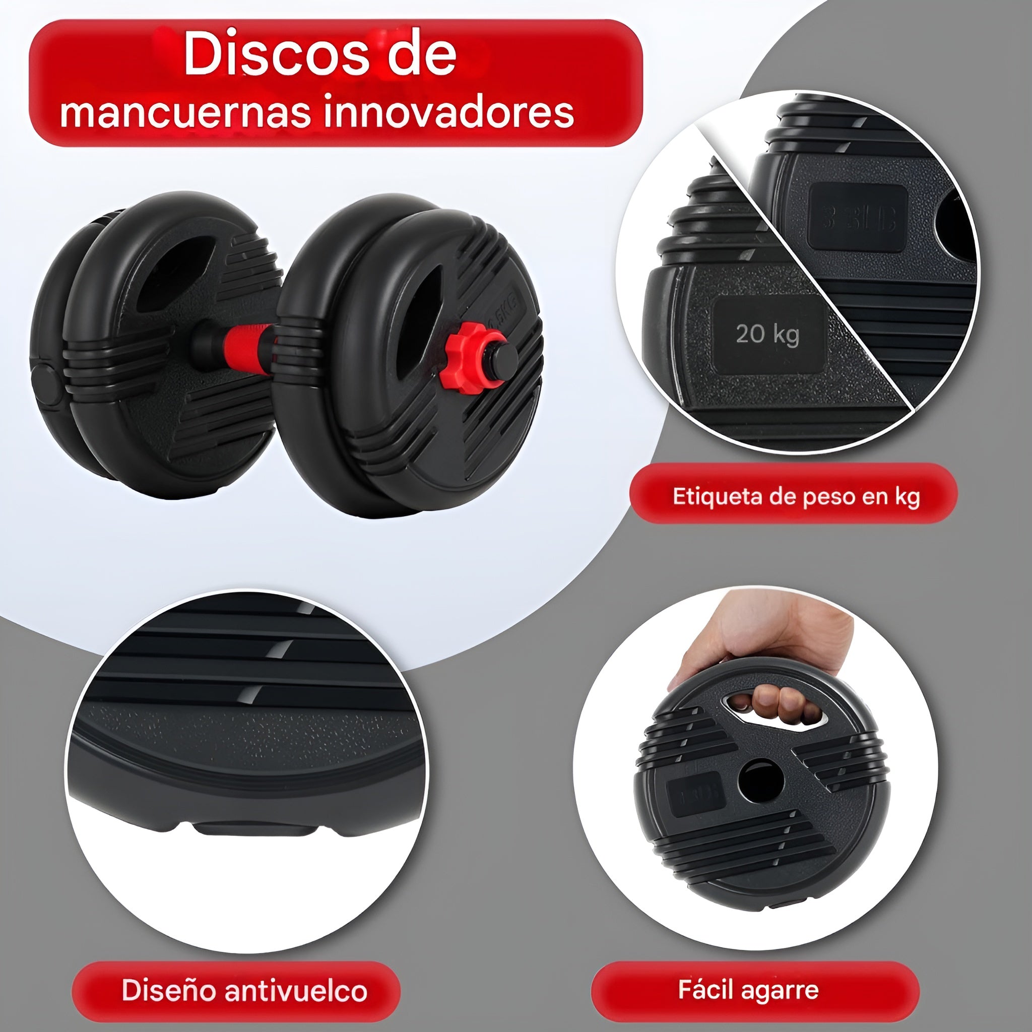 Kit de Pesas y Mancuernas Ajustables (20 kilos set) – Presentación del producto – Comprar en NQLN Store