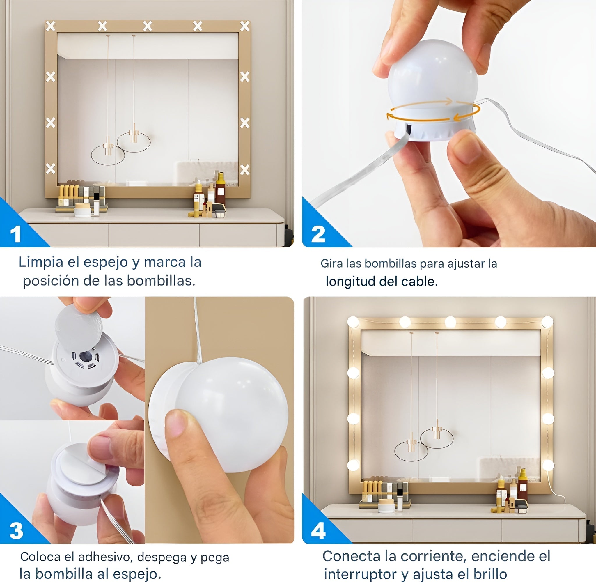 Luces Led en esfera para espejo – Comprar al mejor precio en NQLN Store Venezuela