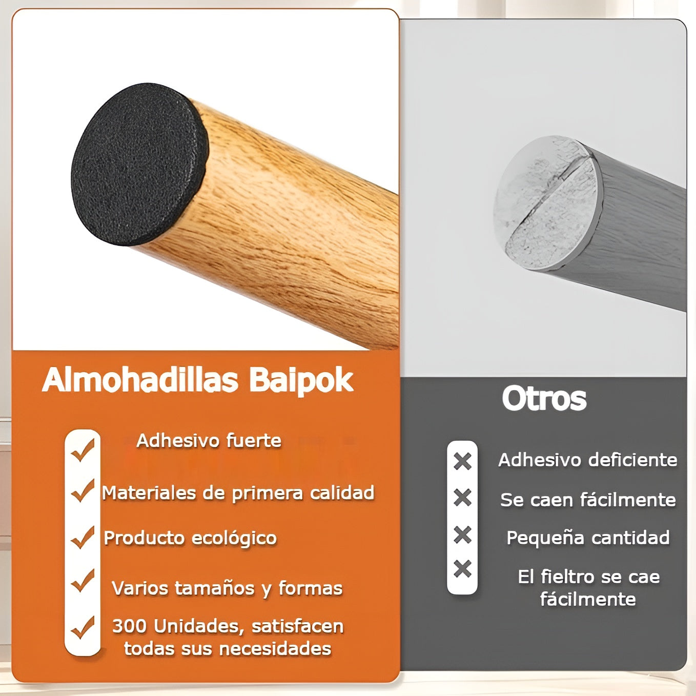 Almohadillas de fieltro para muebles (300 unidades) – Vista adicional – Disponible en NQLN Store Venezuela