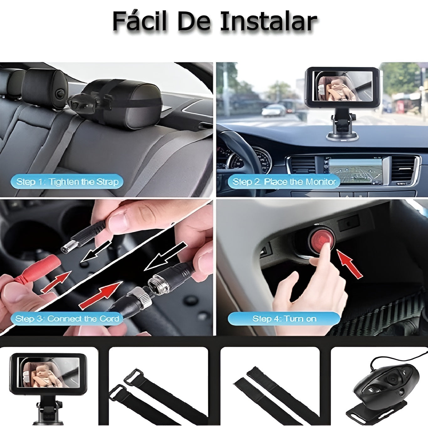 Monitor de bebé para carro con cámara 1080P – Al mejor precio en NQLN Store Caracas y Margarita