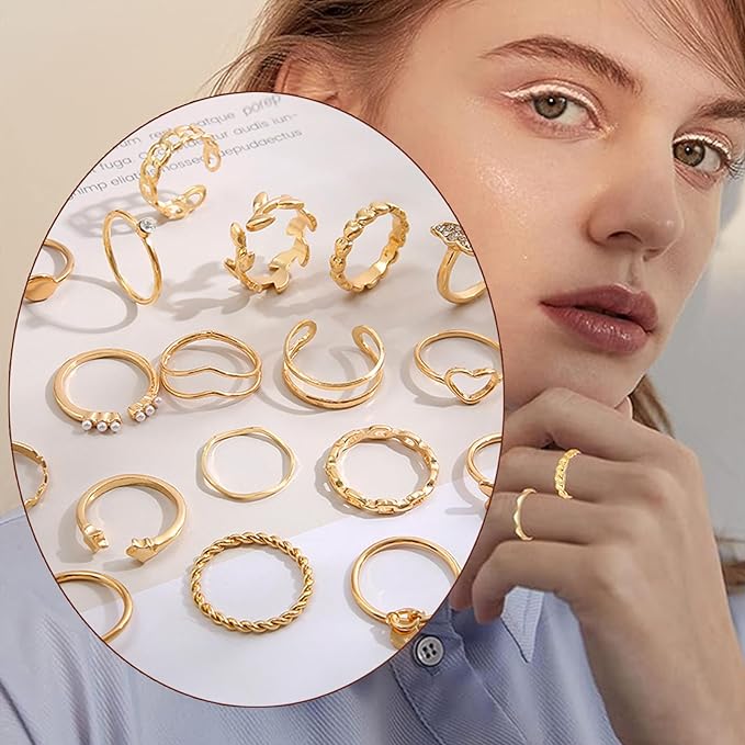 Set de anillos 23 piezas – Vista de cerca del producto – NQLN Store