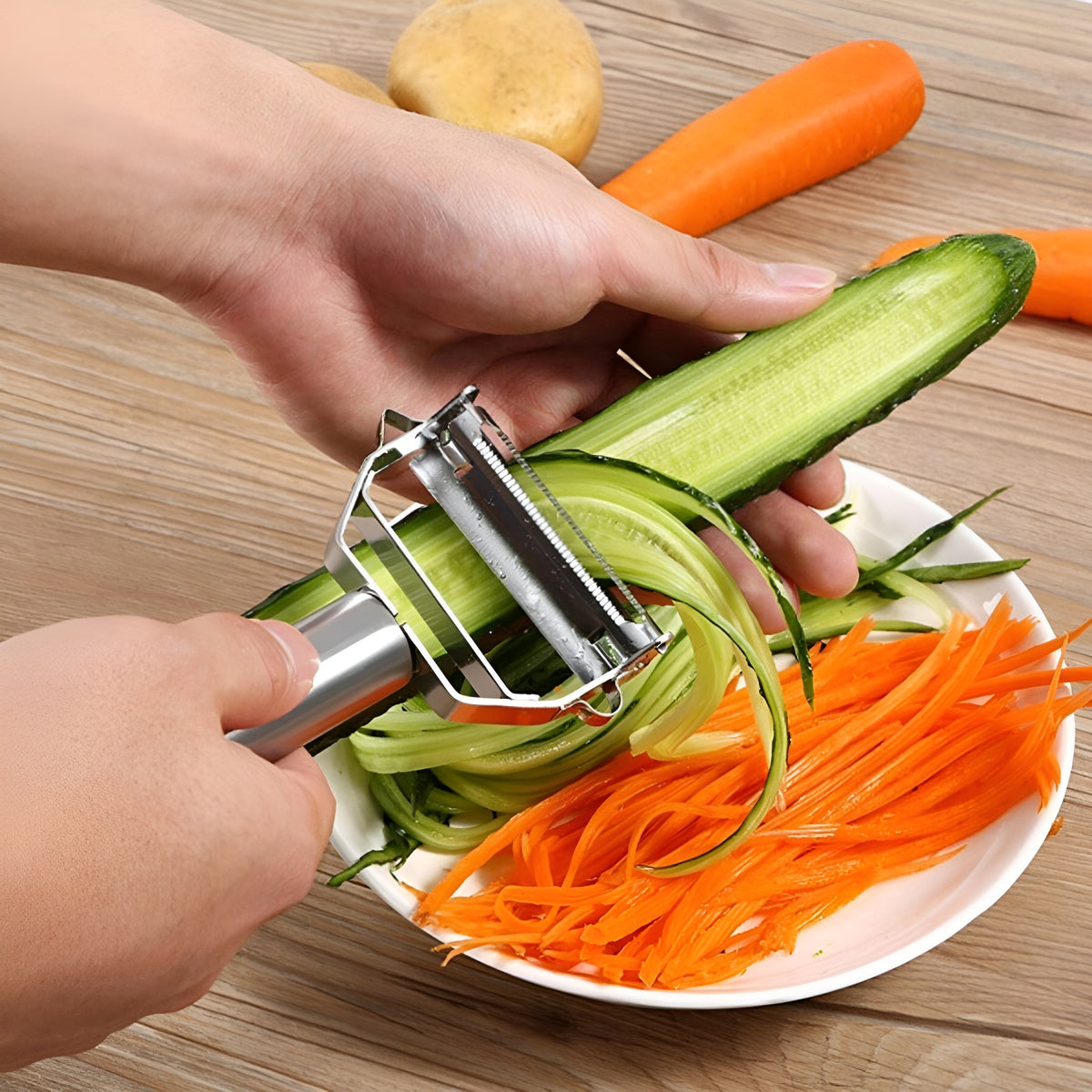 Pelador de verduras multifuncional para cara – Vista detalle del producto – NQLN Store