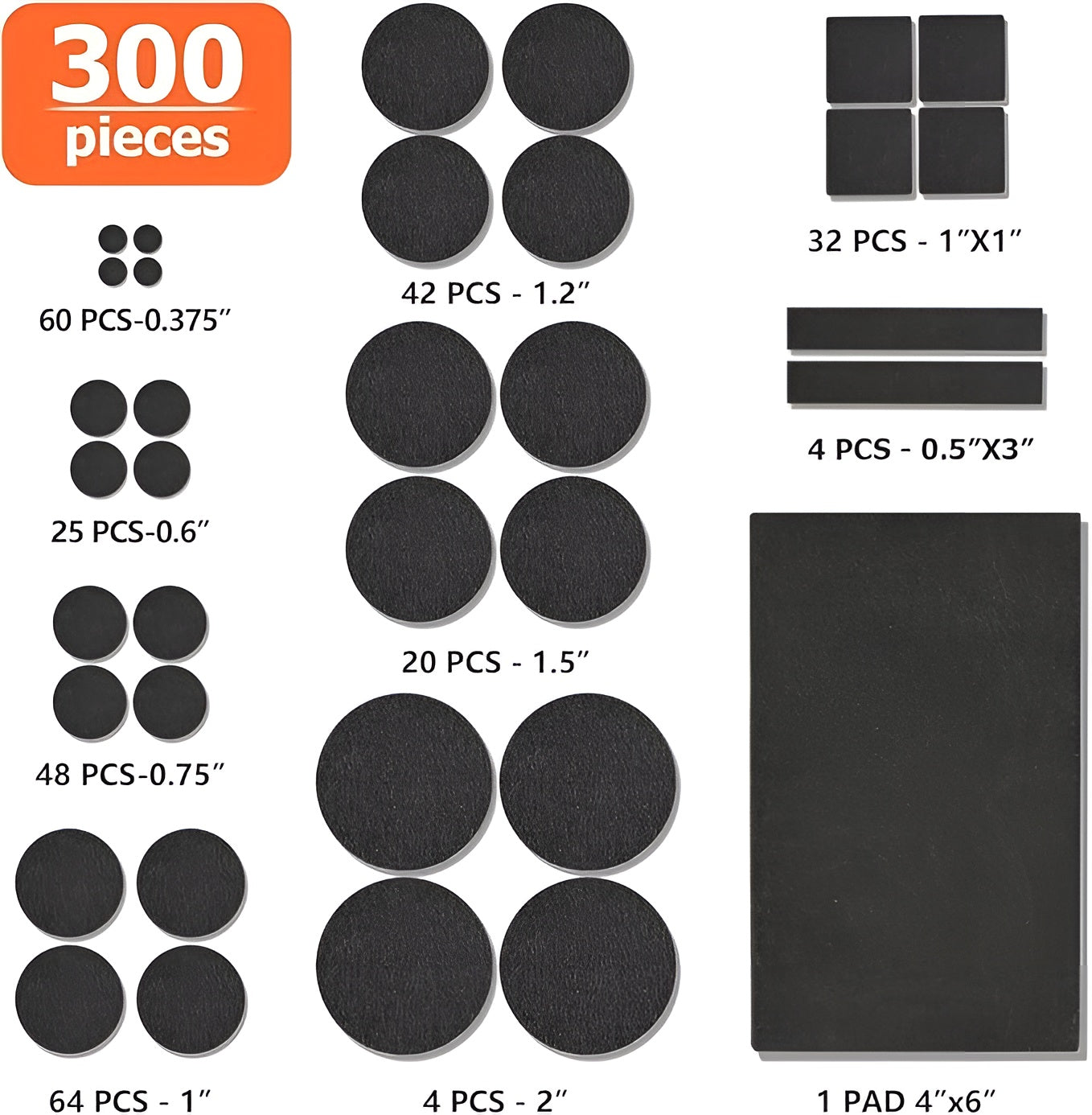 Almohadillas de fieltro para muebles (300 unidades) – Presentación del producto – Comprar en NQLN Store