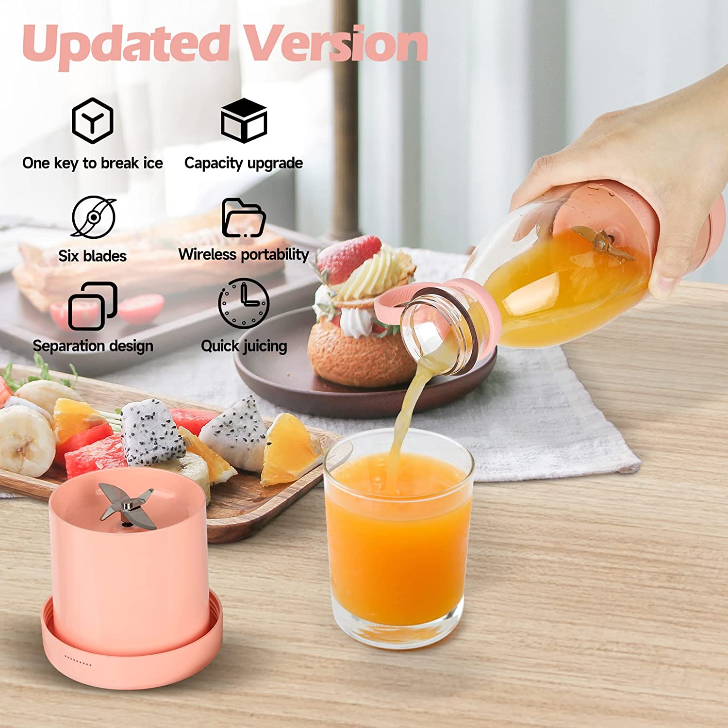 Mini licuadora portatil de vidrio de cuatro cuchillas – Tienda online NQLN Store Venezuela