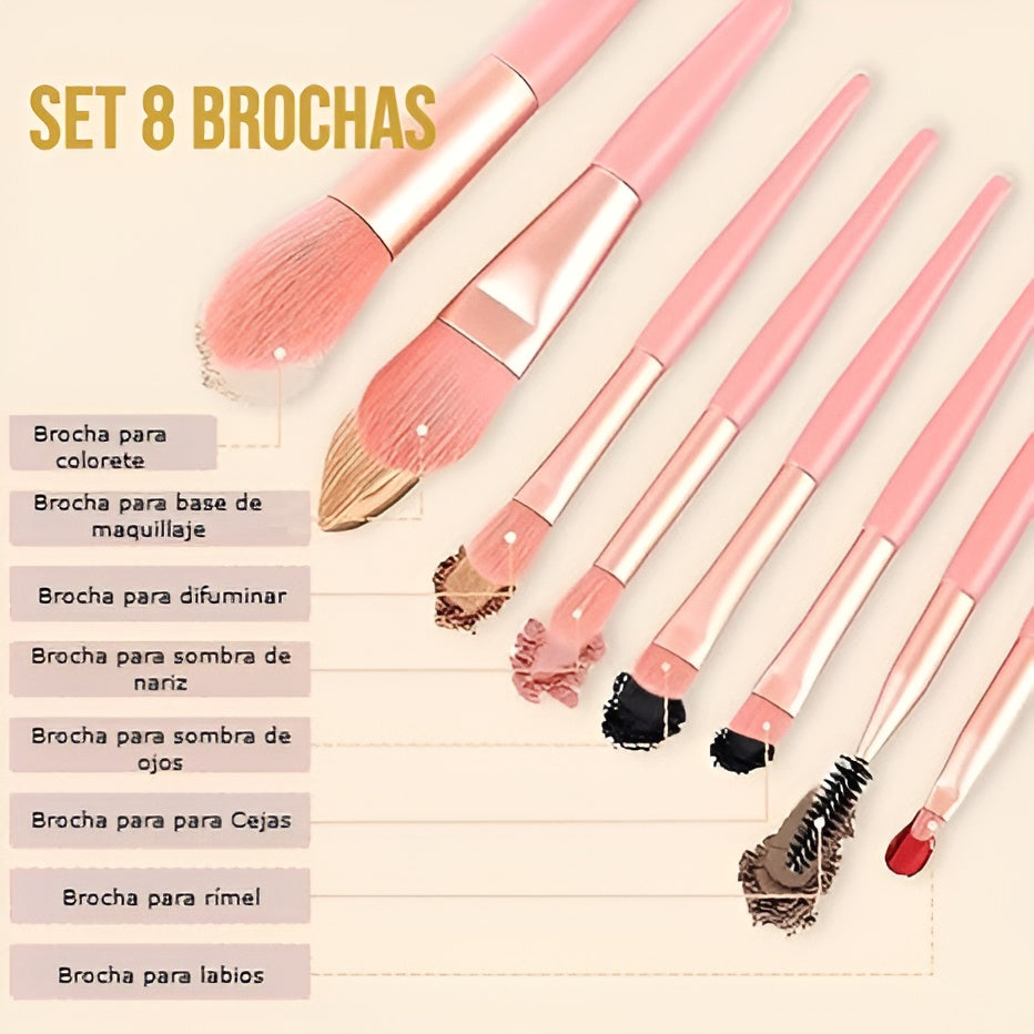 Brochas de Maquillaje para Viaje (Set de 8) – Comprar al mejor precio en NQLN Store Venezuela