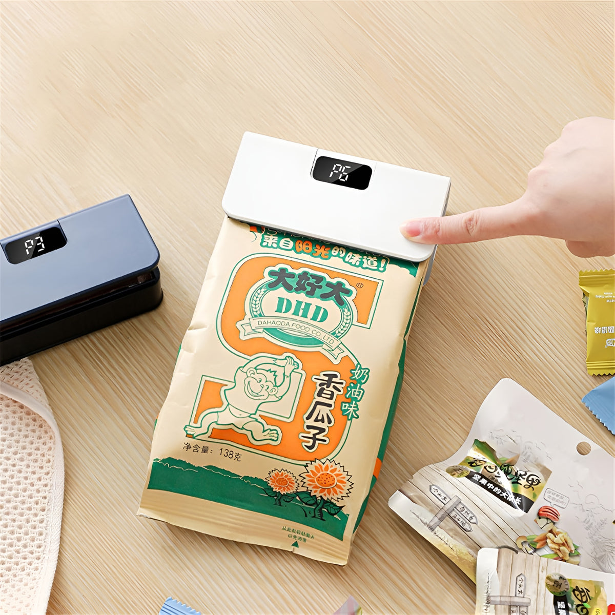 Mini sellador de bolsas portatil