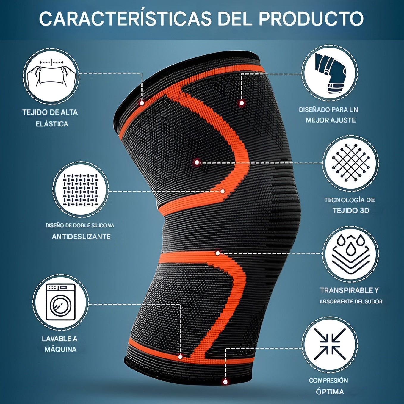 Rodillera de compresión de nailon – Vista de cerca del producto – NQLN Store