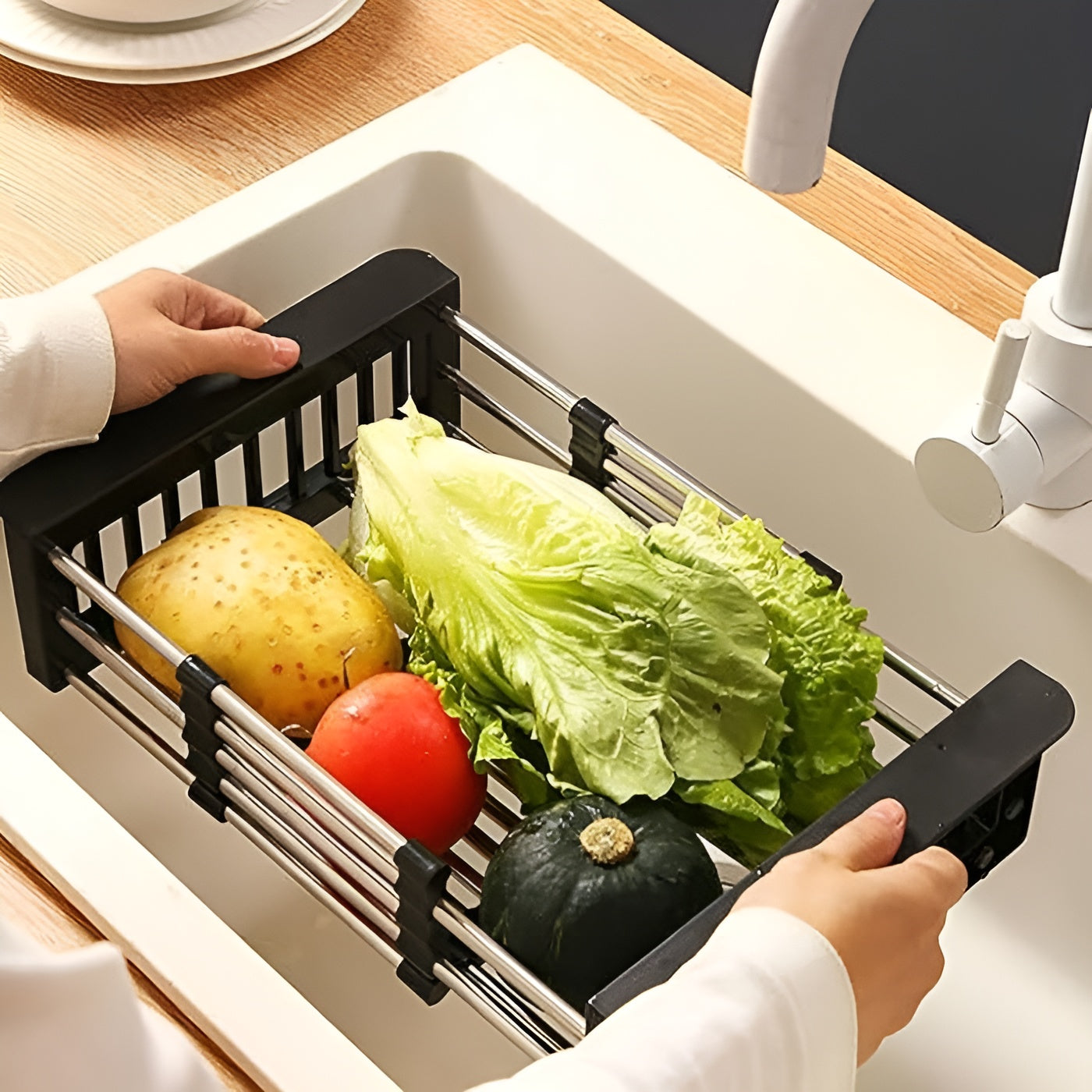 Escurridor de platos de cocina retráctil de acero inoxidable – Envío a toda Venezuela – NQLN Store