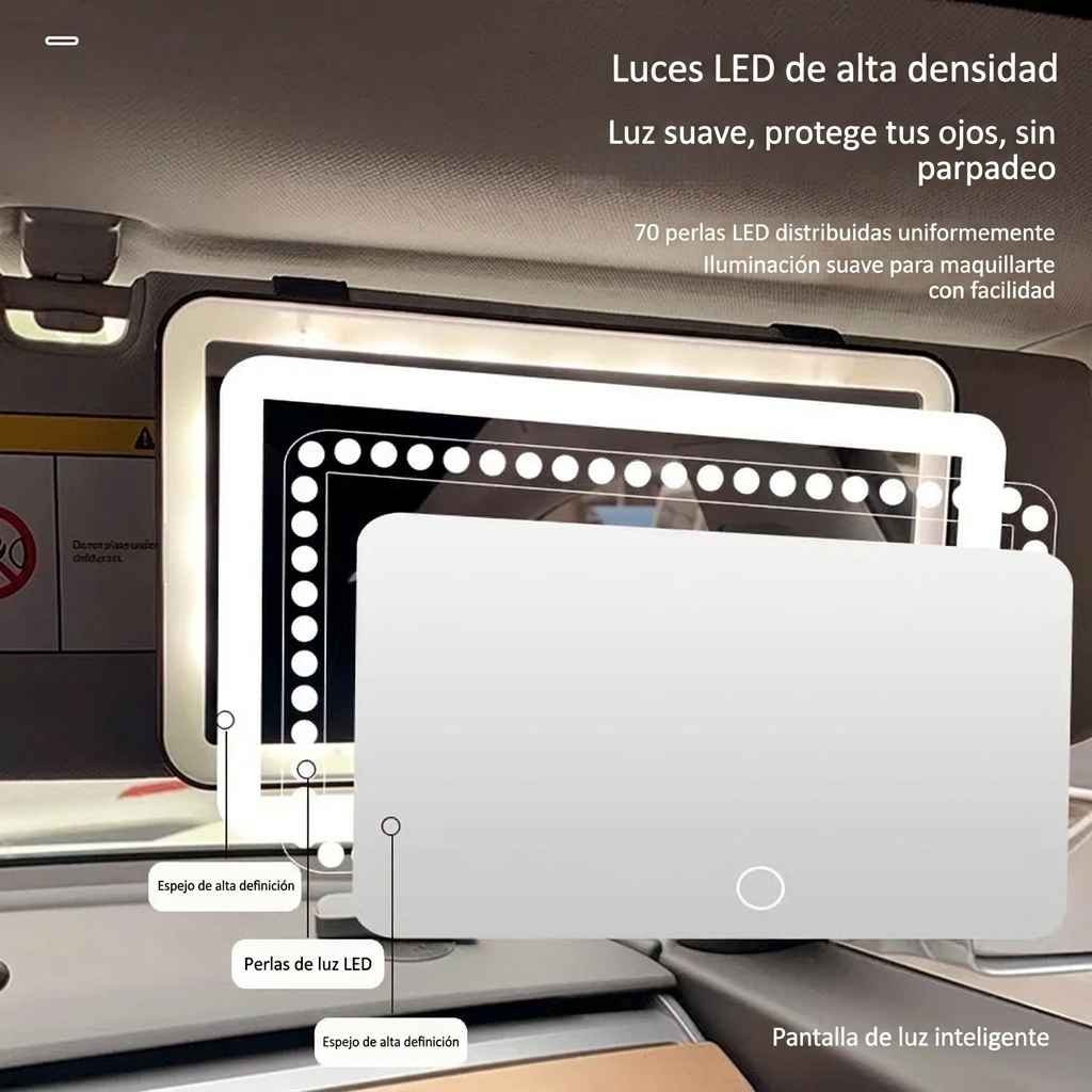 Espejo De Maquillaje Led con visera para carro