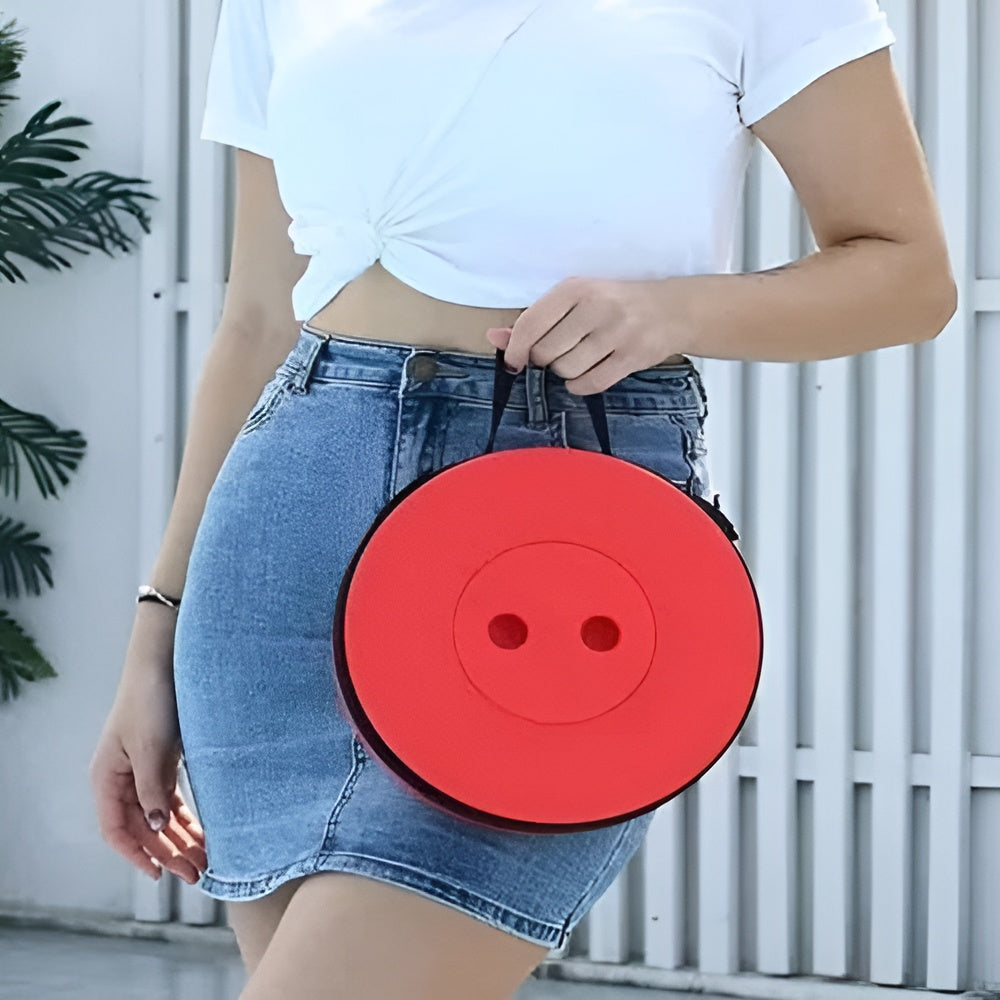 Taburete plegable flexible y portátil en forma de disco – Tienda online NQLN Store Venezuela