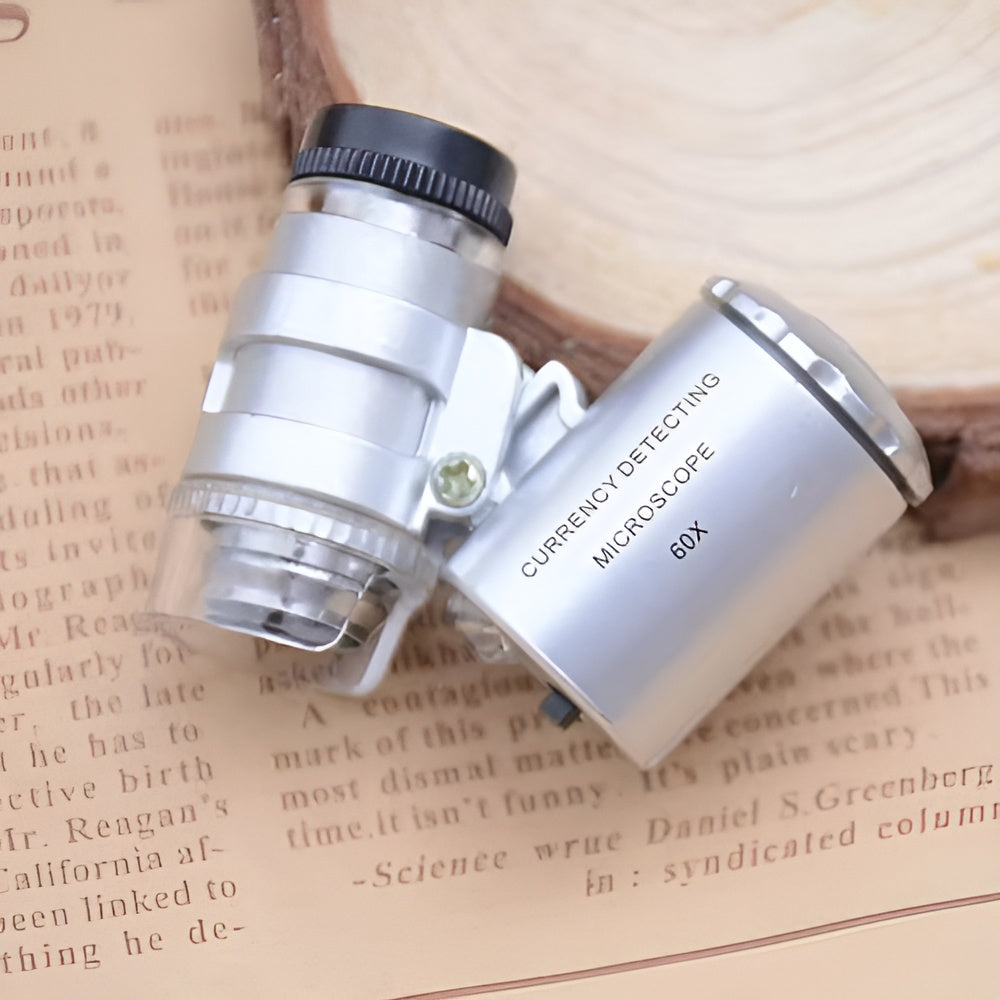 Microscopio de bolsillo portatil con luz LED