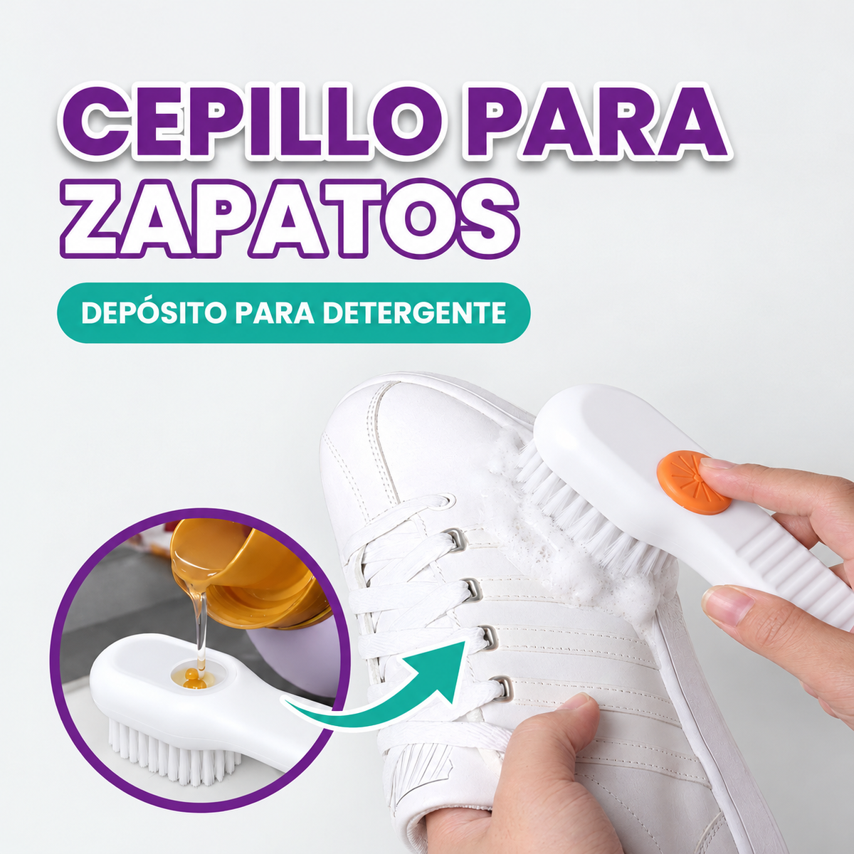 Cepillo multifuncional para zapatos con caja de líquidos