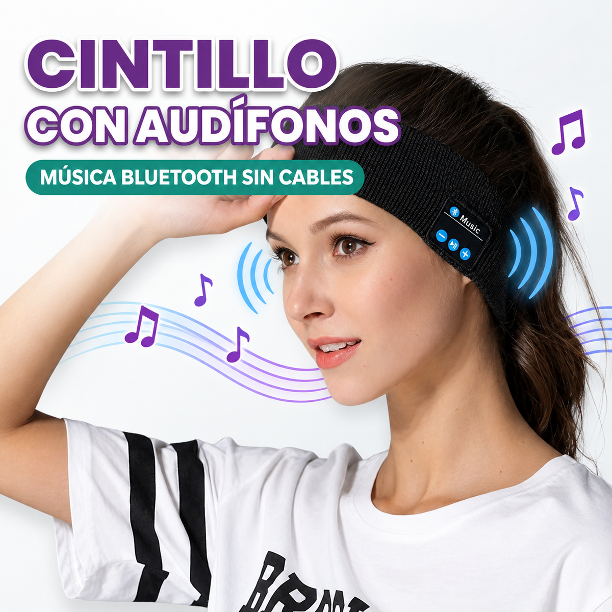 Cintillo con auriculares Bluetooth para ejercicio