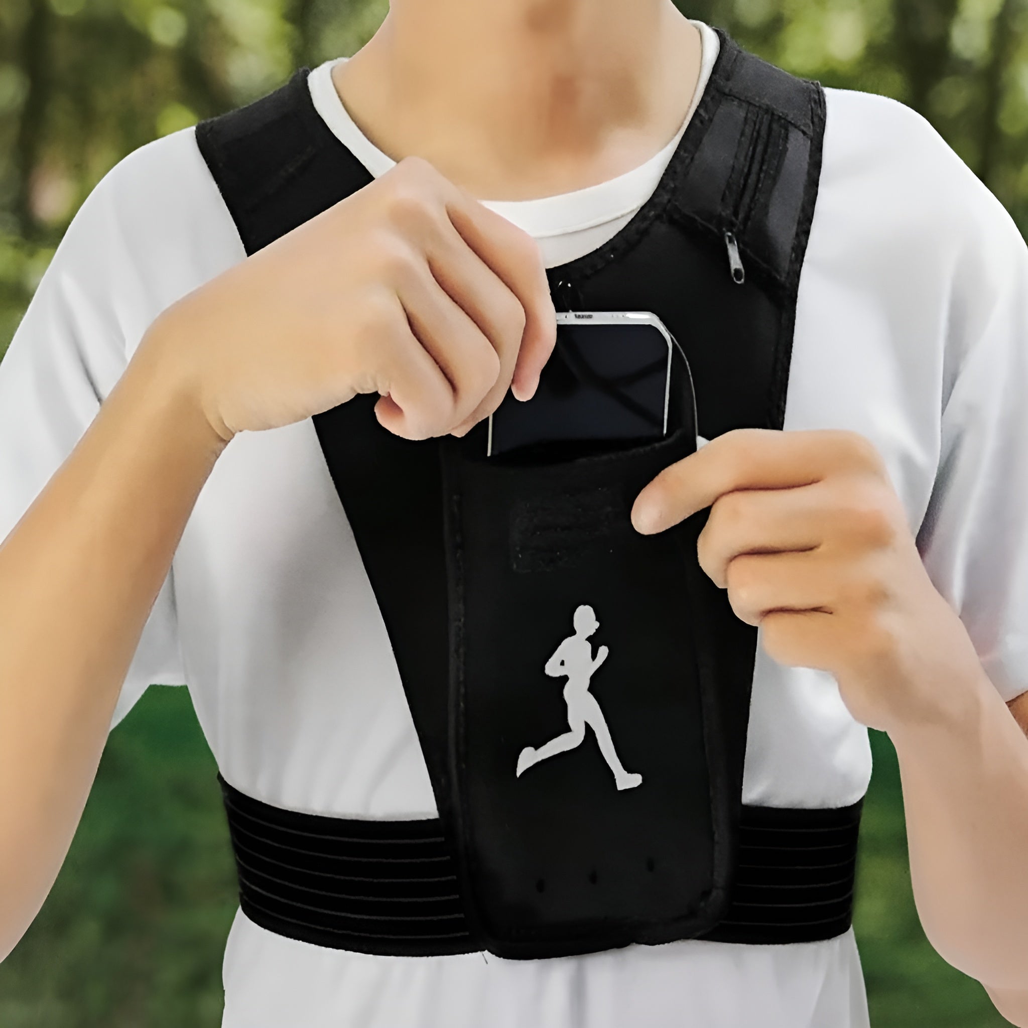 Chaleco para correr con soporte para teléfono – Disponible en NQLN Store con envío gratis desde $20