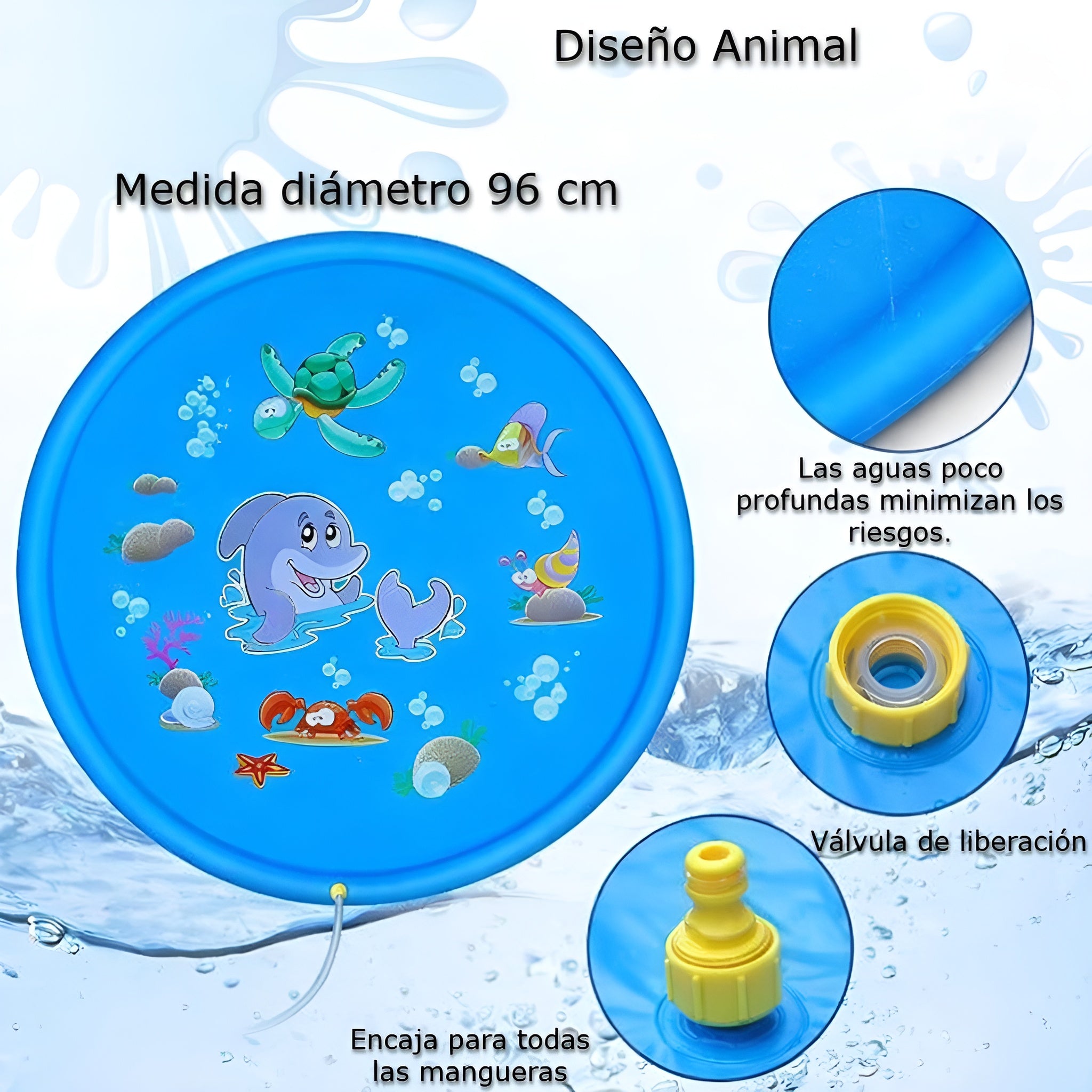Alfombra  aspersora para ninos para piscina y exterior – Detalle y presentación – NQLN Store Venezuela