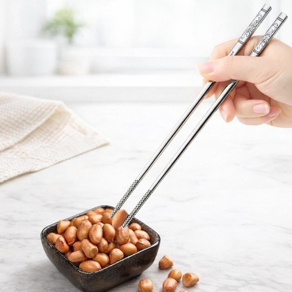 Juego 5 palillos de acero inoxidable para sushi (5 pares)
