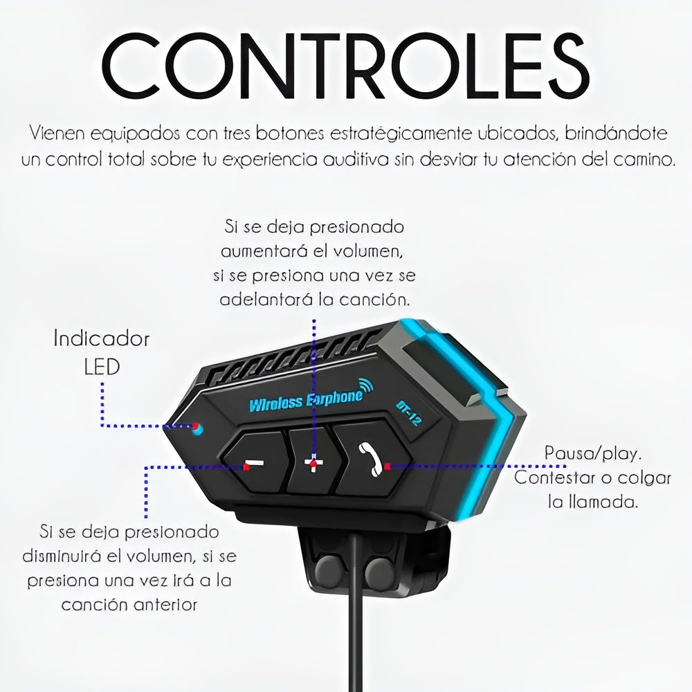 Audifonos para cascos de motos – Vista de cerca del producto – NQLN Store