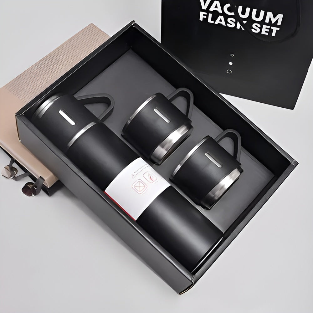 Termo para bebidas calientes y frías con tazas – Vista adicional – Disponible en NQLN Store Venezuela