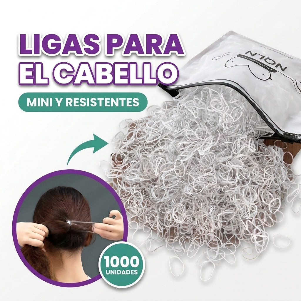 Ligas elasticas para el cabello para niñas (1000 unidades)