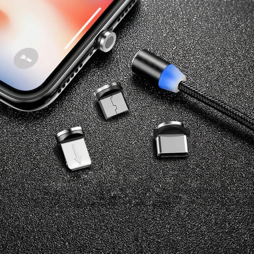 Cable de carga magnetico USB con luz LED 3 en 1
