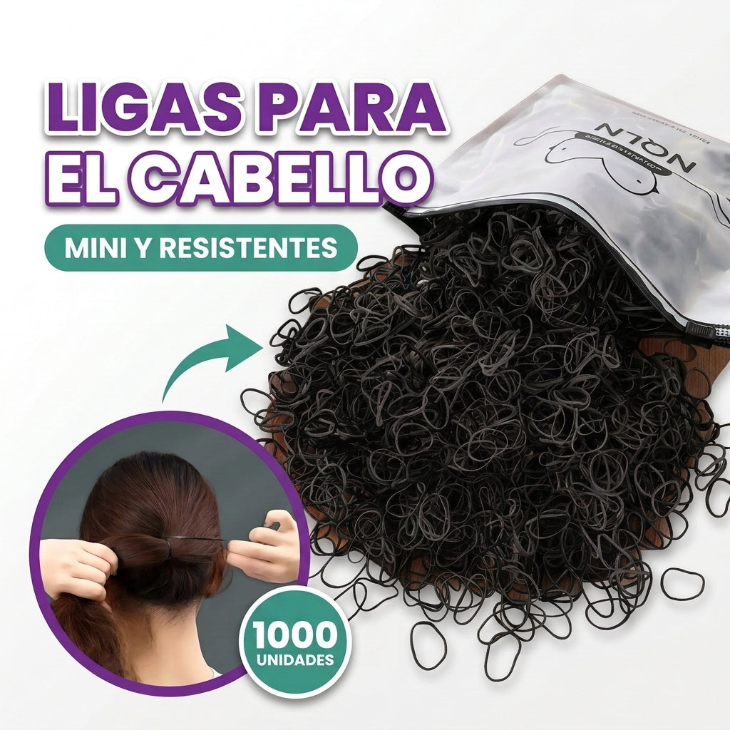 Ligas elasticas para el cabello para niñas (1000 unidades)