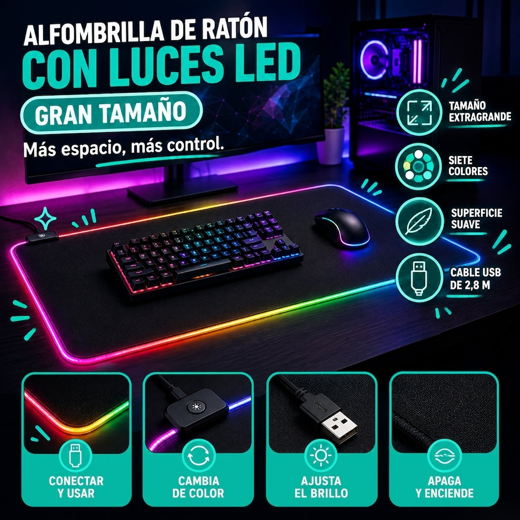 Alfombrilla de raton con luces LED