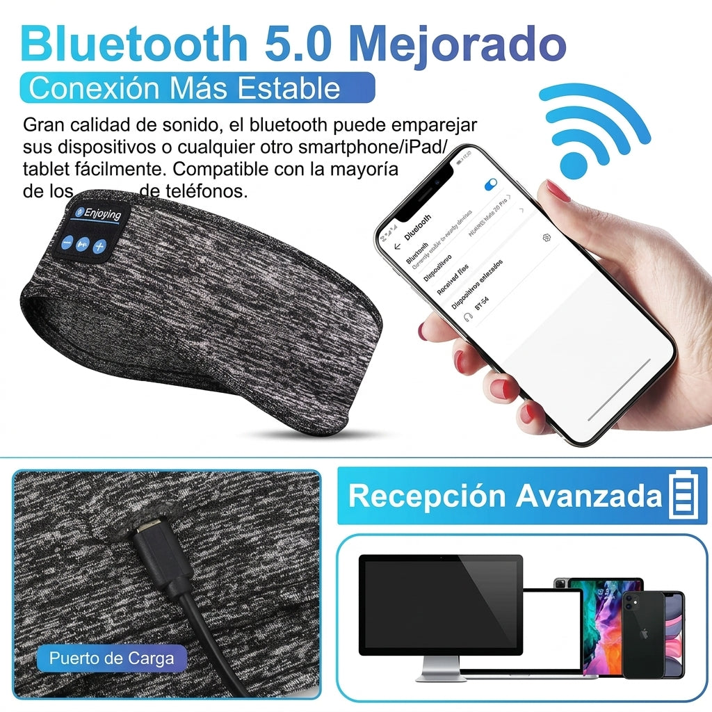 Cintillo con auriculares Bluetooth para ejercicio