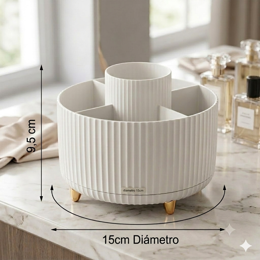 Soporte giratorio para brochas de maquillaje de 360°