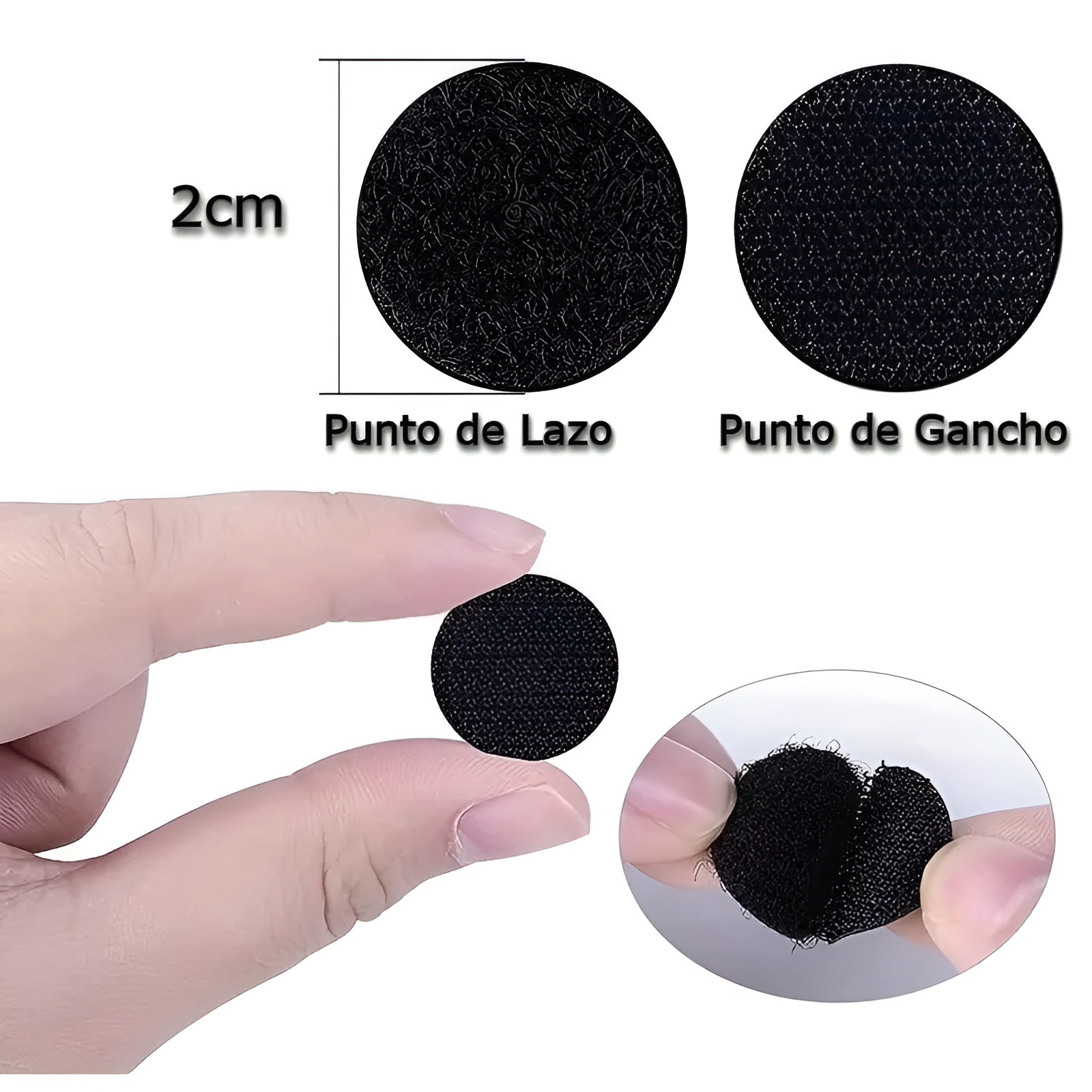 Pegatinas circulares de cierre mágico (50 unidades) – Disponible en Caracas y Margarita – NQLN Store