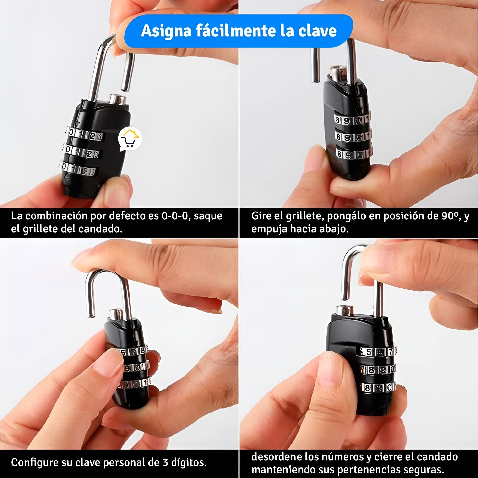 Candado de combinación de 3 dígitos – Tienda online NQLN Store Venezuela