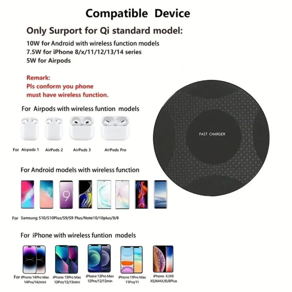 Cargador inalámbrico para Iphone – Vista de cerca del producto – NQLN Store