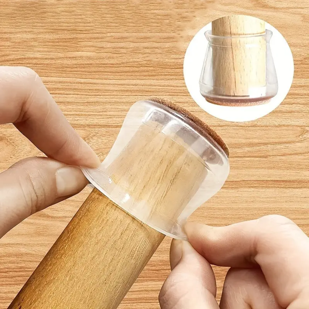 Protectores transparentes para patas de sillas (pack 12) – Vista de cerca del producto – NQLN Store