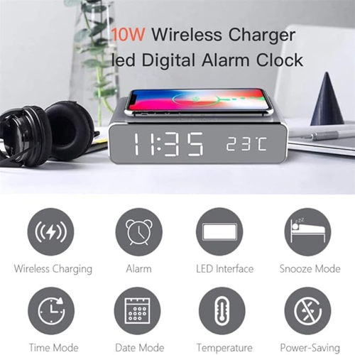 Reloj Despertador Digital con carga inalámbrica