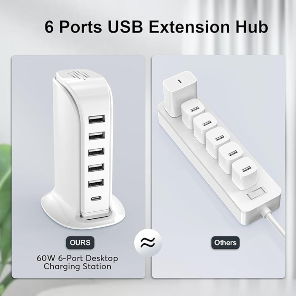 Cargado USB De 5 puertos y 1 tipo C – Al mejor precio en NQLN Store Caracas y Margarita