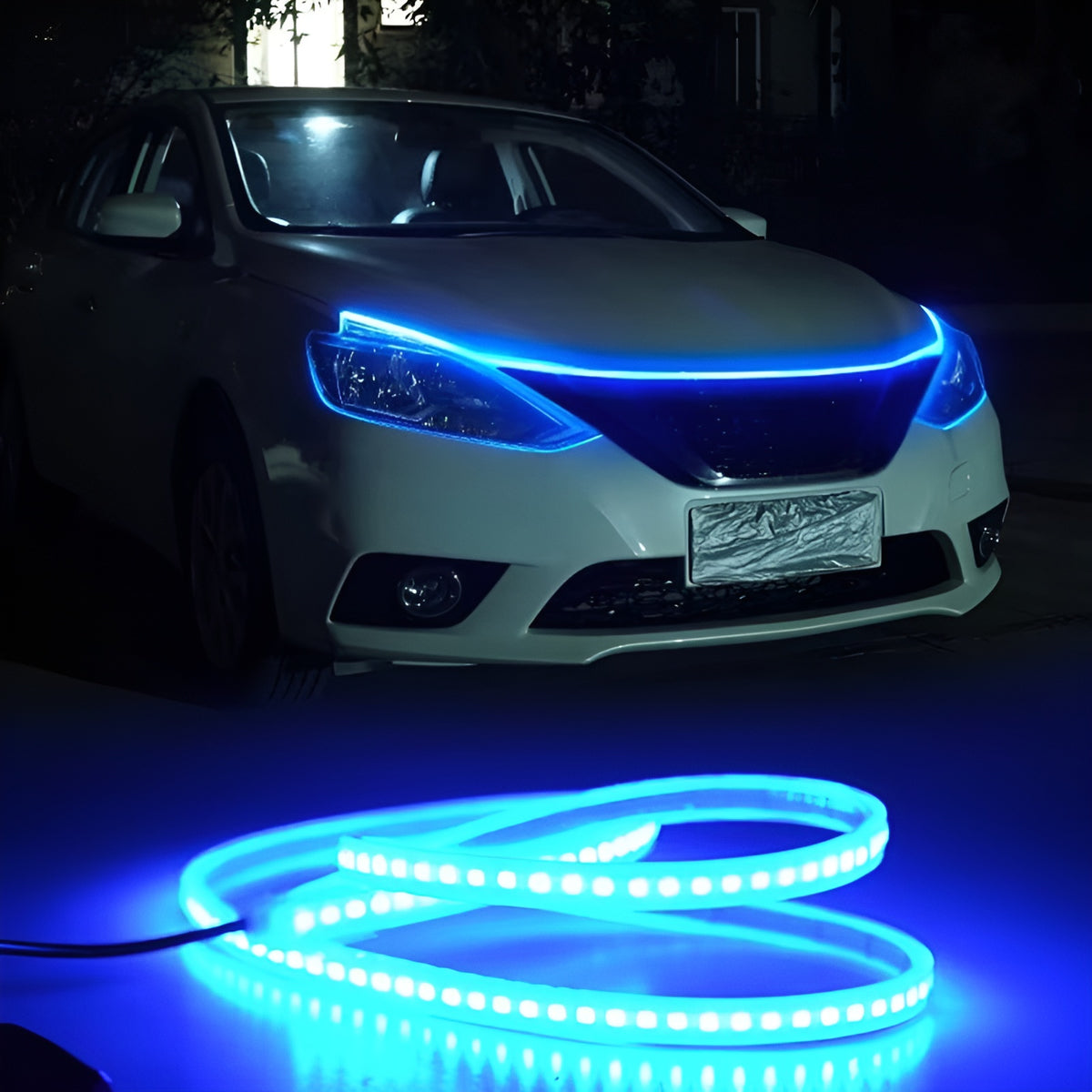 Tiras de luz LED blanca para capó de carro