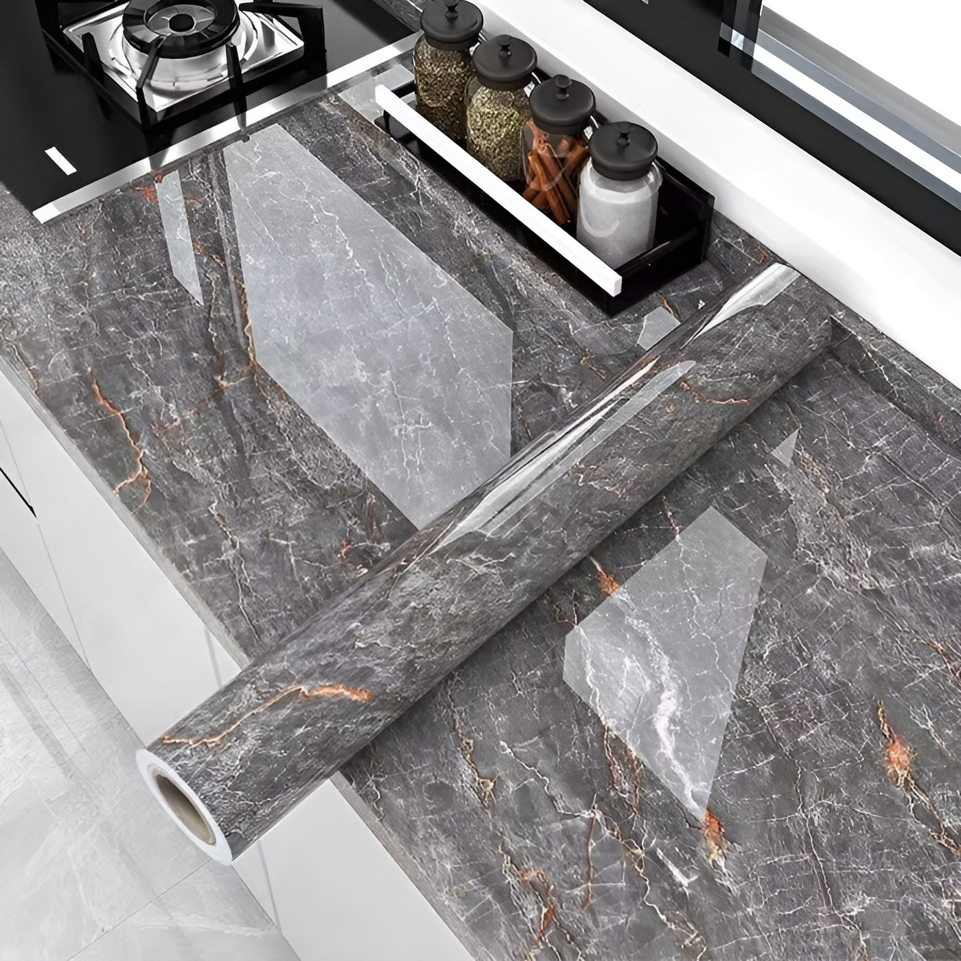 Papel tapiz 3D de mármol impermeable para cocina – Tienda online NQLN Store Venezuela