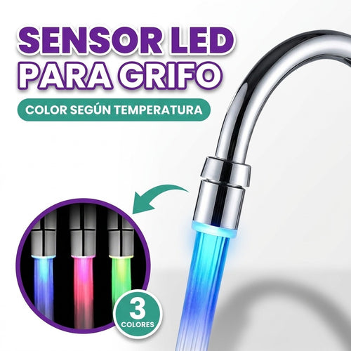 Sensor LED de temperatura para grifo de agua