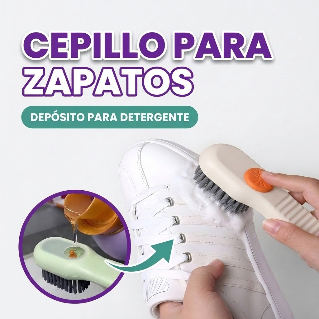 Cepillo multifuncional para zapatos con caja de líquidos