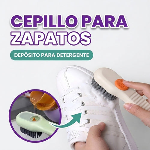 Cepillo multifuncional para zapatos con caja de líquidos