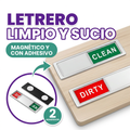 Letrero doble cara de limpio y sucio para baño