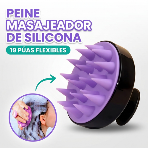 Peine masajeador de silicona para cuero cabelludo