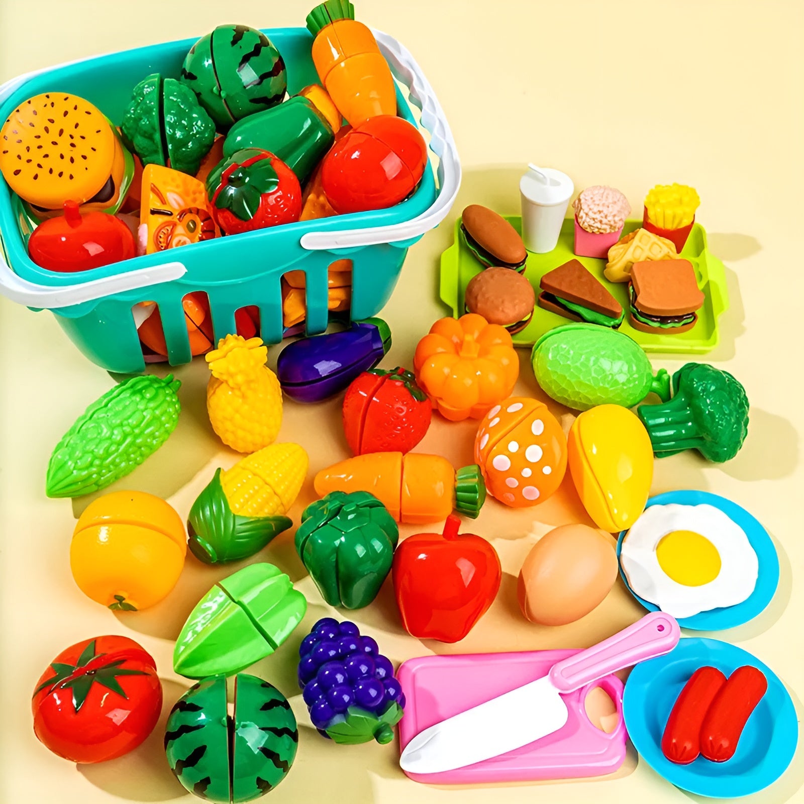 Juego de alimentos con cesta de verduras falsas para niños – Presentación del producto – Comprar en NQLN Store
