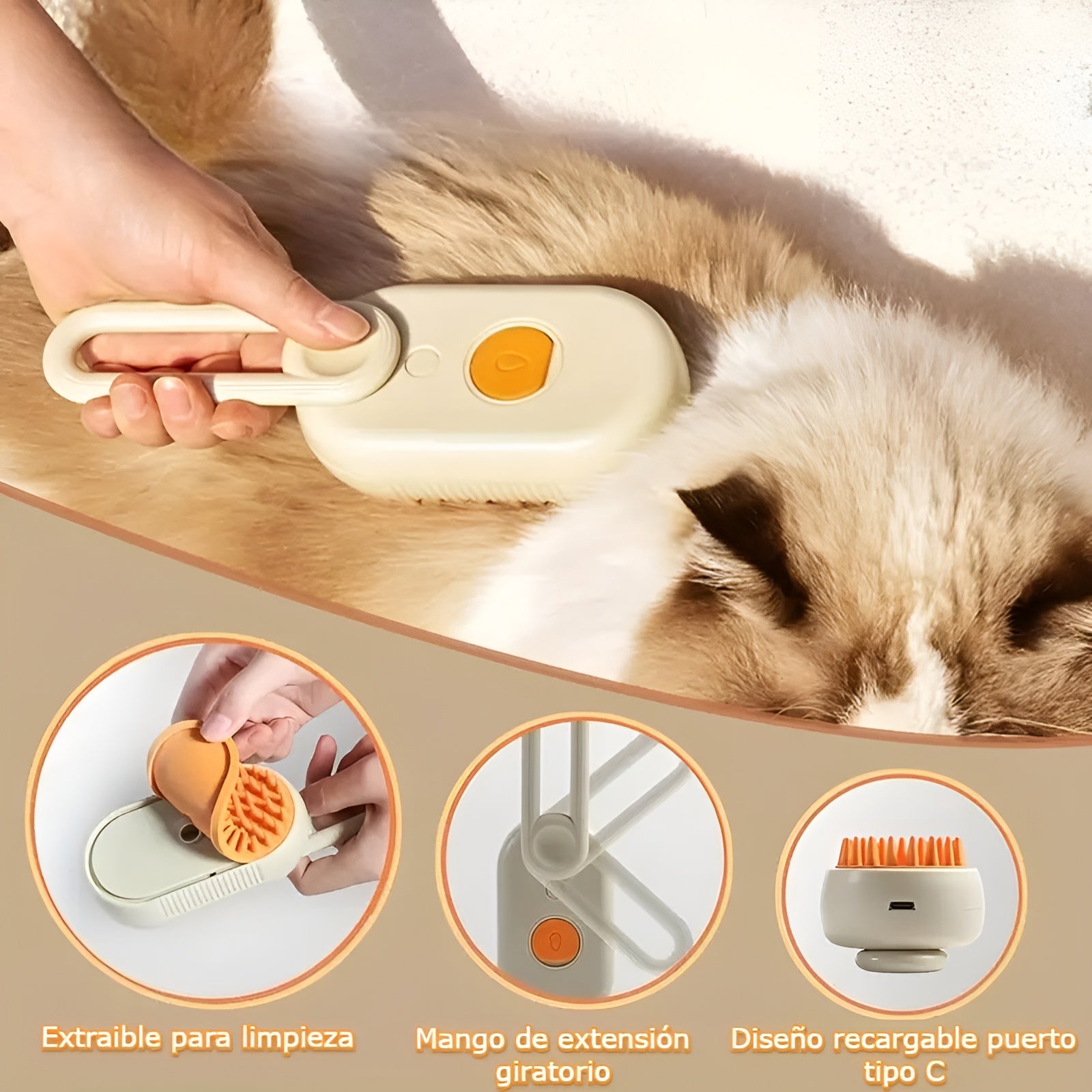 Cepillo para mascotas con vapor – Tienda online NQLN Store Venezuela