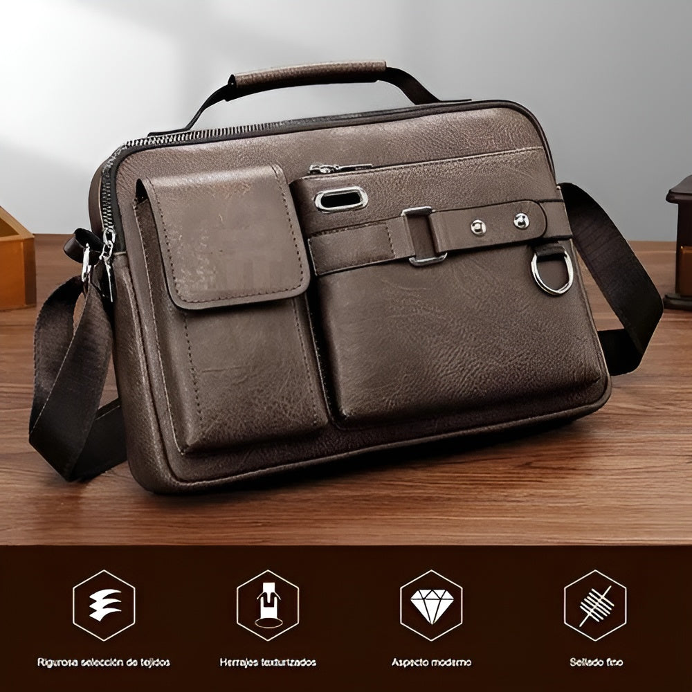 Bolso de piel para hombre – Detalle de calidad y acabado – NQLN Store