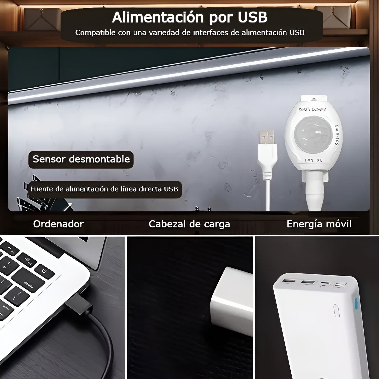 Cinta de luz inteligente con sensor – Detalle de calidad y acabado – NQLN Store